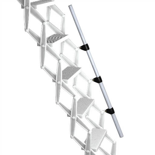 Telescopic handrail for enhanced comfort and safety when climbing a loft ladder