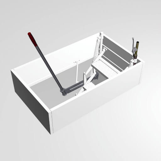 Top opening mechanism for the Supreme retractable loft ladder with steel hatch box and trapdoor