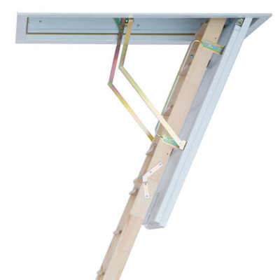 Cadet 3 traditional wooden loft ladder with insulated hatch