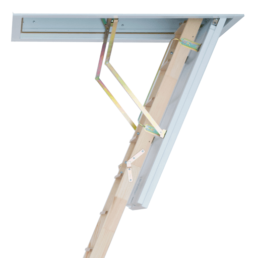 Traditionally-styled wooden loft ladder with insulated hatch. NBS Specification now available.