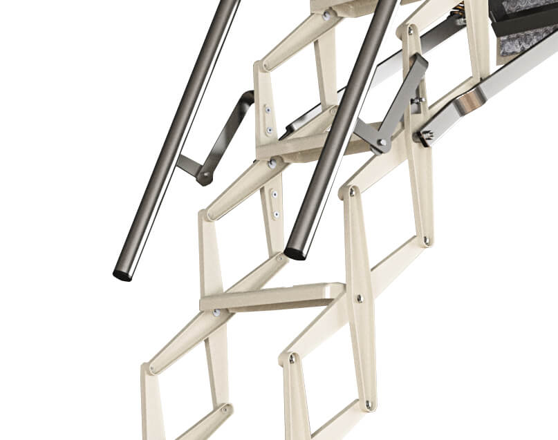 Escalmatic retractable electric loft ladder with galvanised handrails for safety and convenience