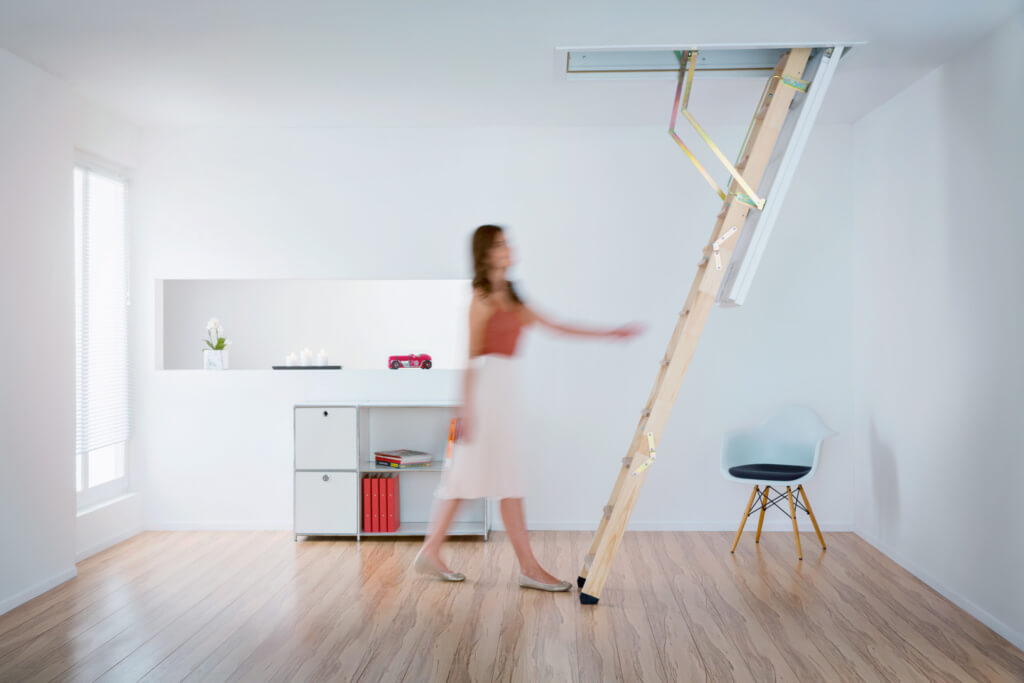 Cadet 3 wooden loft ladder and hatch. Traditional styling and thermal insulation.
