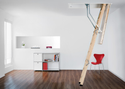 Designo wooden loft ladder with insulated hatch. Premier Loft Ladders