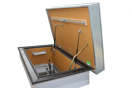 Weather resistant and insulated hatch and flat roof access ladder
