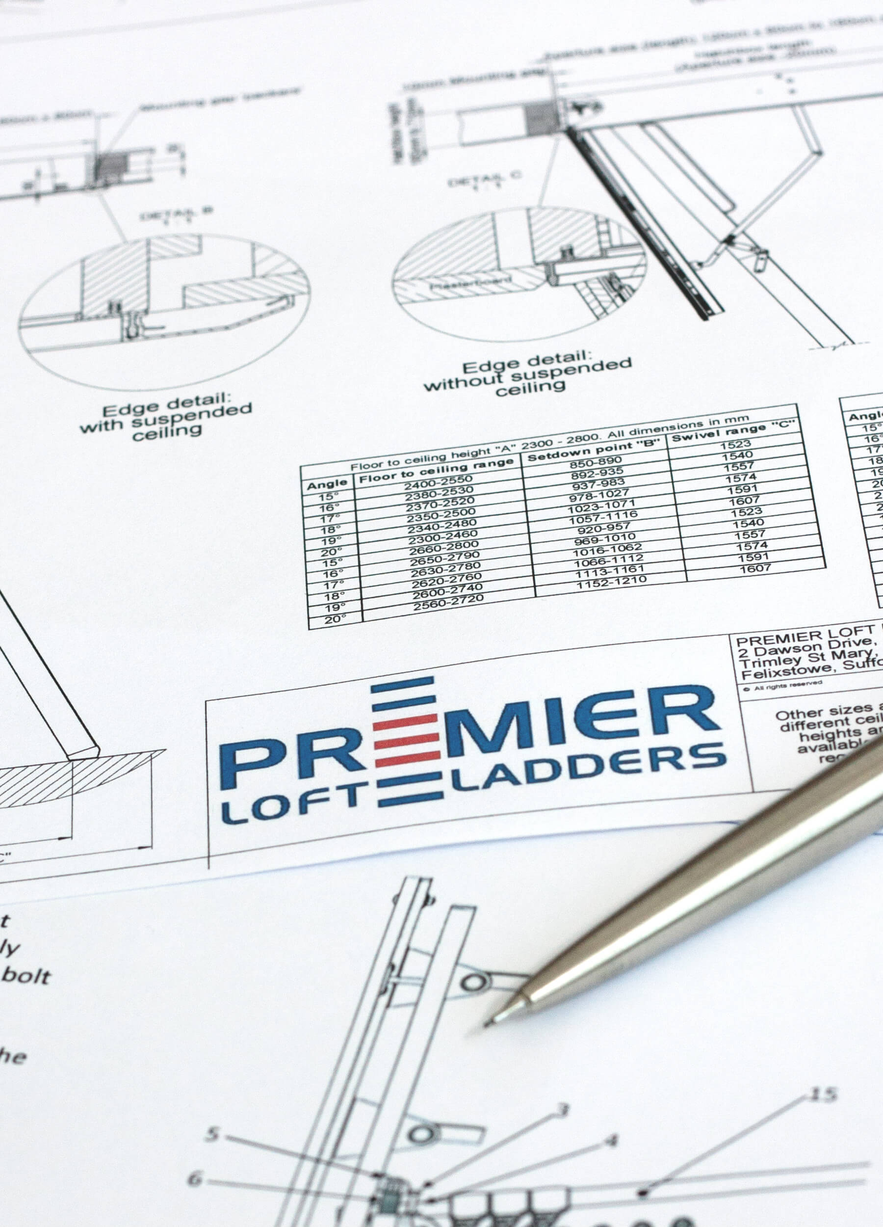 Premier Loft Ladders technical drawings