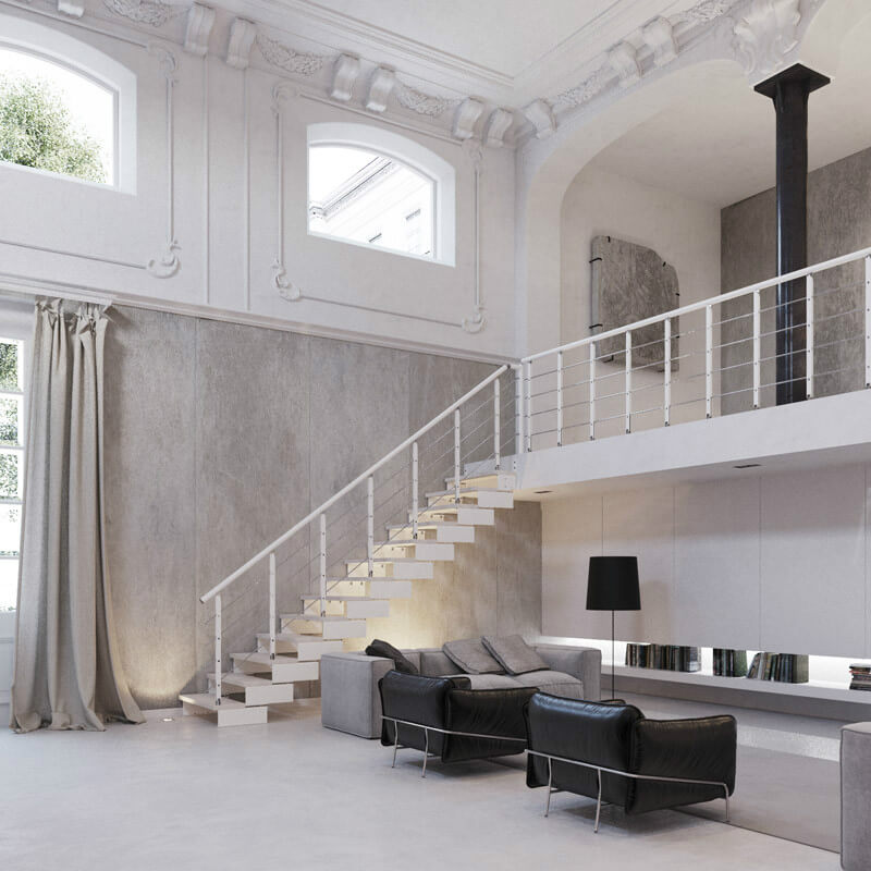 Composity modular staircase looks great in both contemporary and traditional buildings Composity modular staircase looks great in both contemporary and traditional buildings