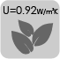 Thermally insulated. U value = 0.92W/m2K Thermally insulated. U value = 0.92W/m2K