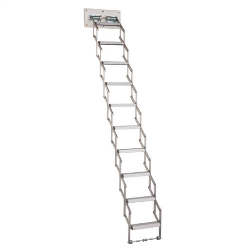 Piccolo Premium loft ladder. Aluminium concertina loft ladder with spring assisted operation.