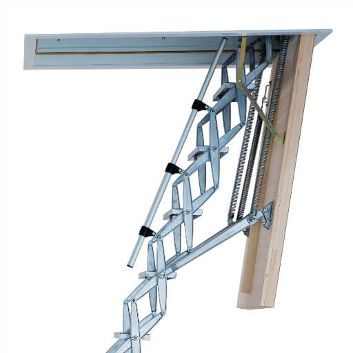 Heavy duty concertina loft ladder with highly insulated loft hatch.