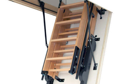 Skylark electric wooden loft ladder. Available from Premier Loft Ladders