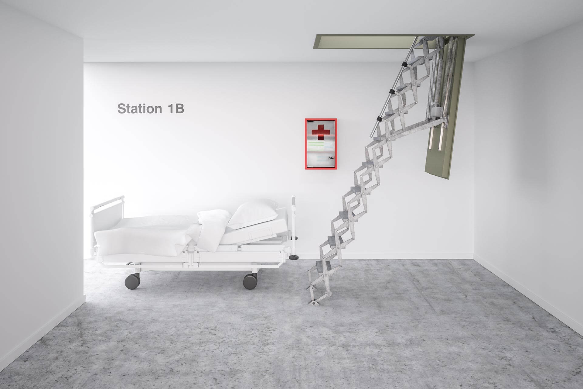 Supreme Electric loft ladder with steel fire rated hatch. Ideal for demanding applications such as hospitals. Premier Loft Ladders Supreme Electric loft ladder with steel fire rated hatch. Ideal for demanding applications such as hospitals. Premier Loft Ladders