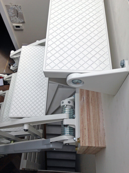 Elite loft ladder for access to rooflight. Wide and deep treads for comfort and safety. Elite loft ladder for access to rooflight. Wide and deep treads for comfort and safety.