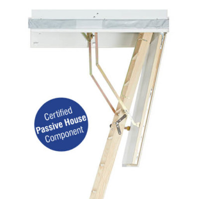Passive house certified wooden loft ladder. Designo from Premier Loft Ladders