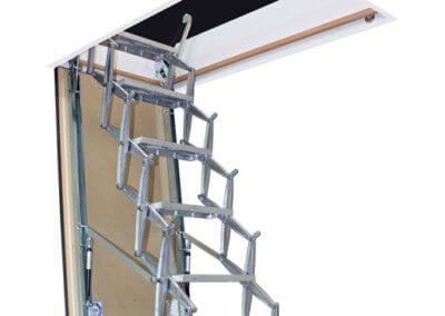 Supreme F30 fire resistant loft ladder with insulated wooden hatch. From premier Loft Ladders