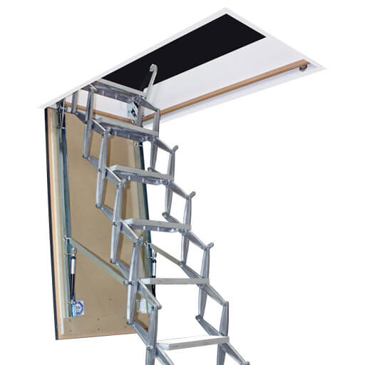 Supreme F30 fire resistant loft ladders with insulated wooden hatch. From premier Loft Ladders