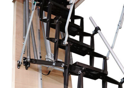 Supreme Electric loft ladder with black powder cost finish and low noise electric motor