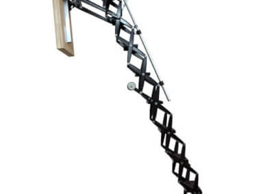 Supreme Electric loft ladder. Suitable for high ceiling heights and available with a wide range of options, including black powder coat finish.