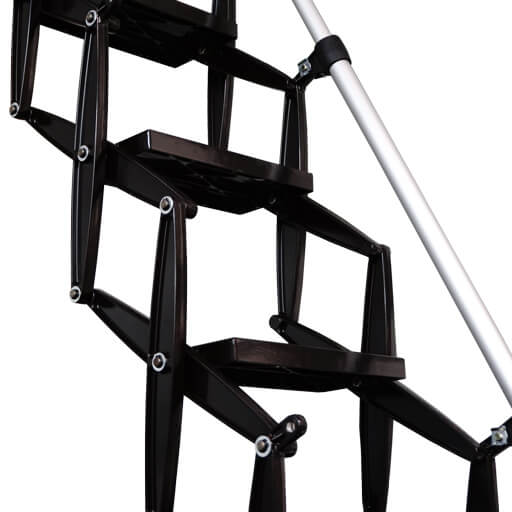 Supreme loft ladder with black powder coat finish. From Premier Loft Ladders.