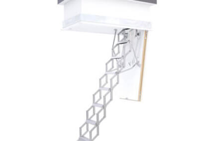 Flat roof access hatch with Ecco space saving loft ladder. Available from Premier Loft Ladders.