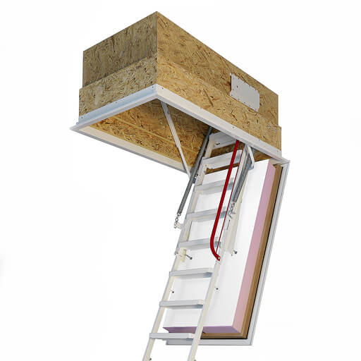 Highly insulated passivhaus certified loft access hatch and ladder - Klimatec 160