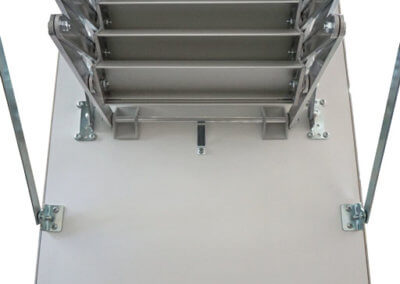 MiniLine concertina loft ladder with fire rated hatch box. Premier Loft Ladders