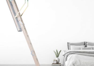 Quadro Loft Ladder with insulated loft hatch. Ideal for use in bedroom. Premier Loft Ladders