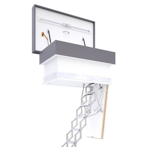 Ecco flat roof access hatch with concertina ladder. Available from Premier Loft Ladders. Ecco flat roof access hatch with concertina ladder. Available from Premier Loft Ladders.