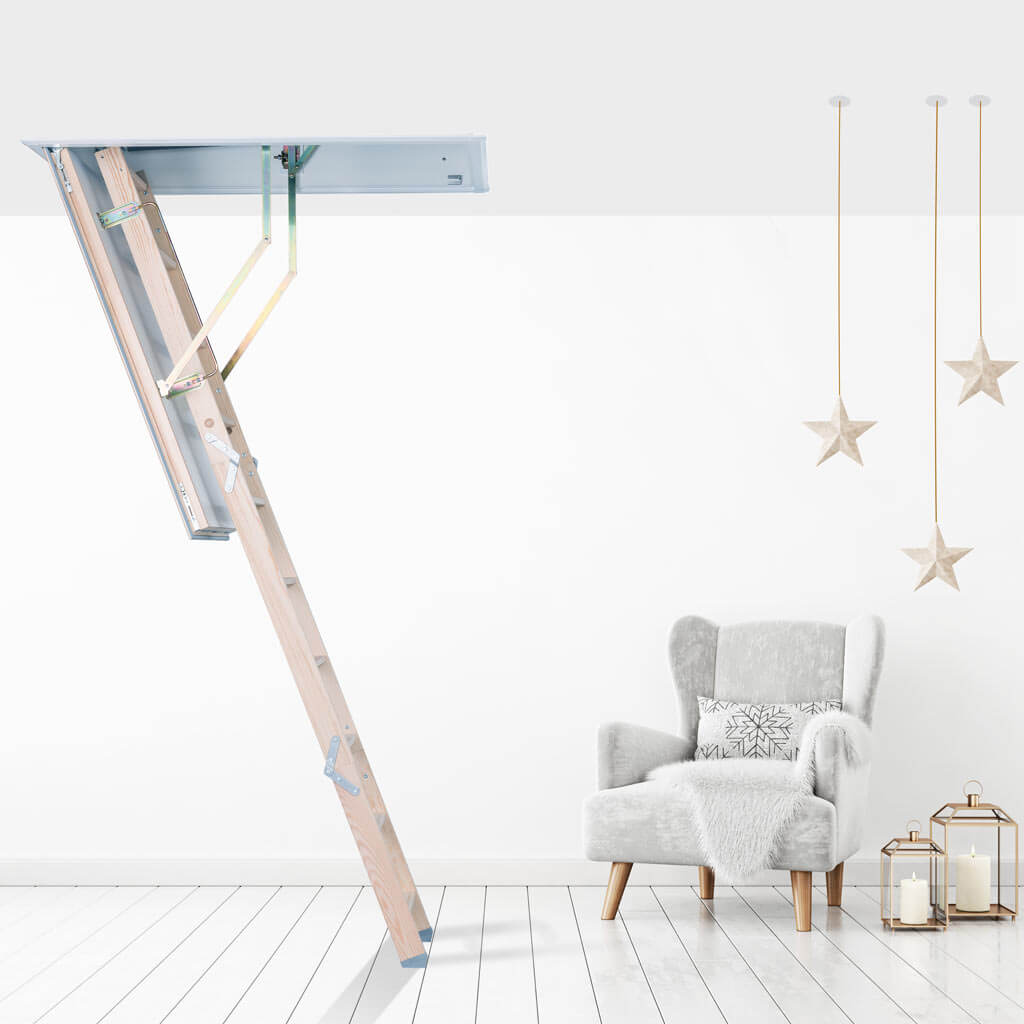 Quadro Loft Ladder. Safe and easy access to Christmas decorations stored in a loft. Premier Loft Ladders