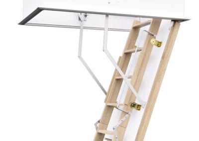 Fire resistant wooden loft ladder with insulated hatch. ProfiLine from Premier Loft Ladders