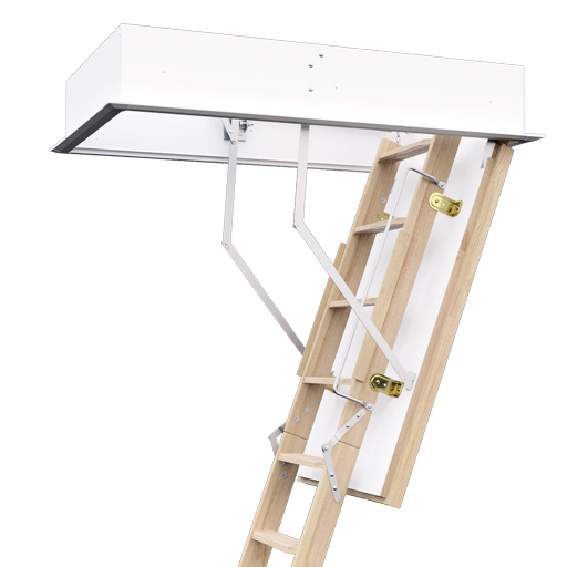 Fire resistant wooden loft ladder with insulated hatch. ProfiLine from Premier Loft Ladders