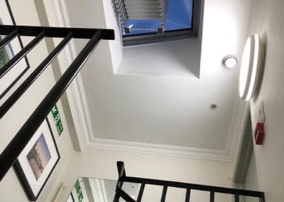 Piccolo Premium concertina loft ladder installed beneath a roof light. Premier Loft Ladders case study