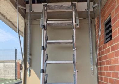 Heavy duty steel hatch and ladder for secure access to plant room