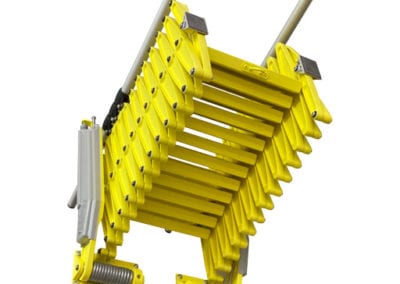 Elite concertina loft ladder in stowed position with bright yellow finish - Premier Loft Ladders