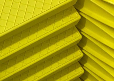 Elite loft ladder treads with bold yellow power coat