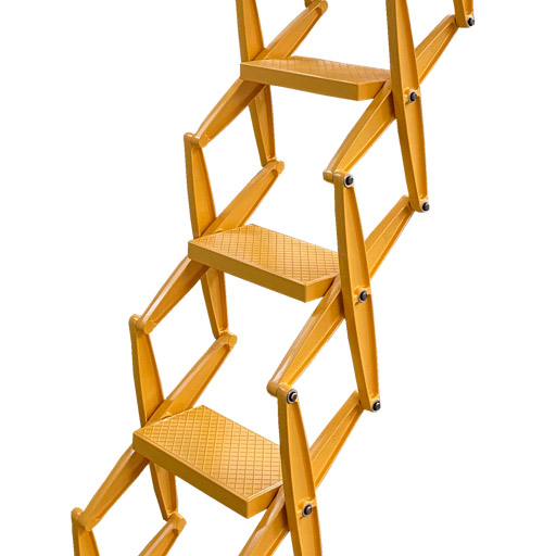 Heavy duty concertina ladder in RAL 1017 Saffron Yellow - Premier Loft Ladders