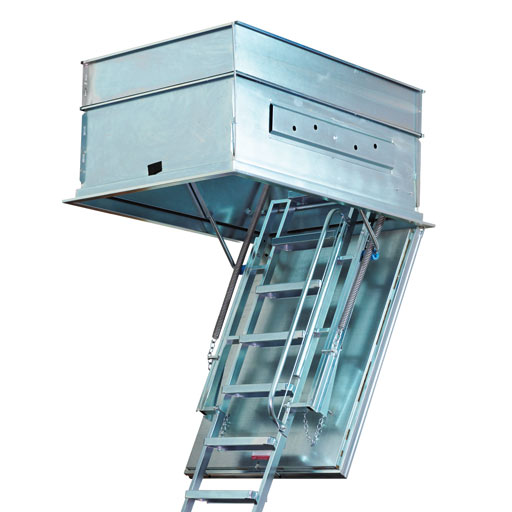 Eurostep loft ladder with optional galvanised steel finish for corrosion resistance.