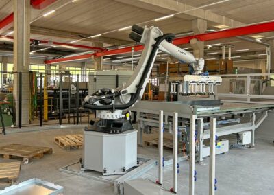 Robotic pick and place on steel fabrication line