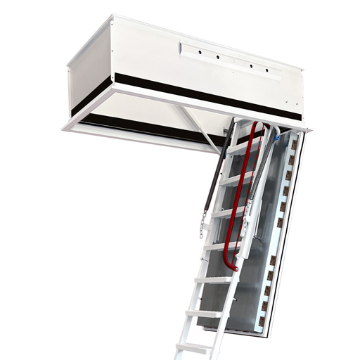 Isostair steel loft ladder. High strength folding metal loft ladder.