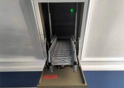 Automatic fire-rated loft ladder. Steel hatch and aluminium ladder.
